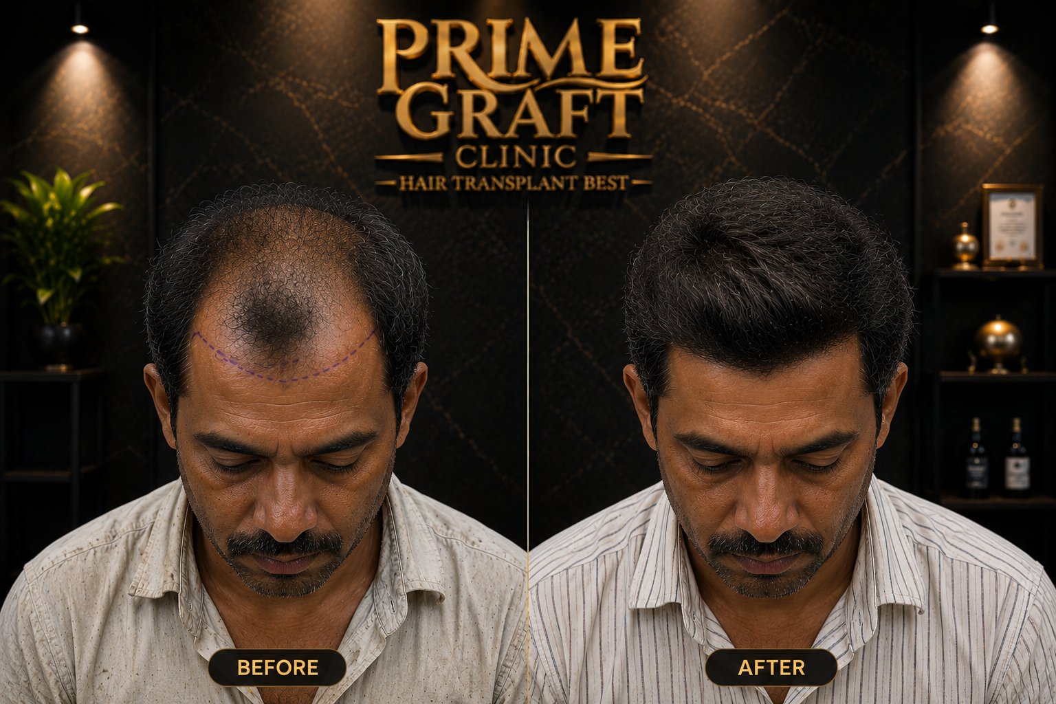 Hair restoration end result